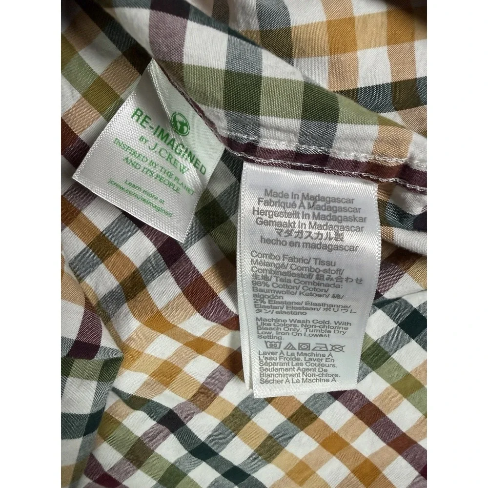 J Crew Slim Untucked Fit Flex Washed Multicolor Plaid Button Down Mens XL Casual